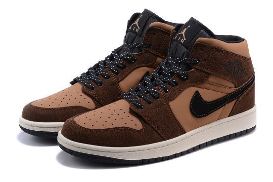 air jordan 1 (I) retro shoes men-brown - Click Image to Close